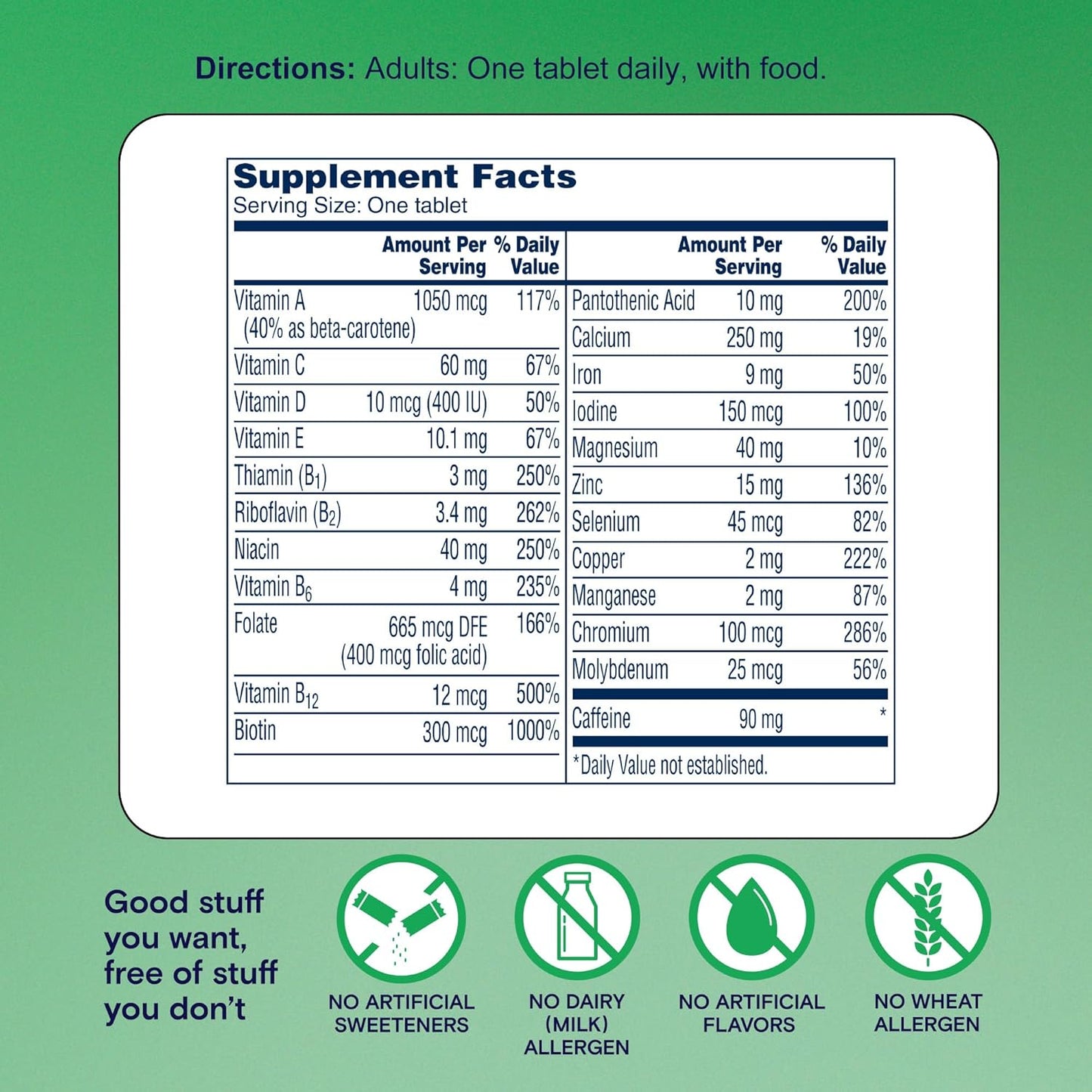 Energy Boosting Multivitamin for Physical & Mental Alertness, 120 Count - Vitamin B6, B12, Caffeine, Folic Acid