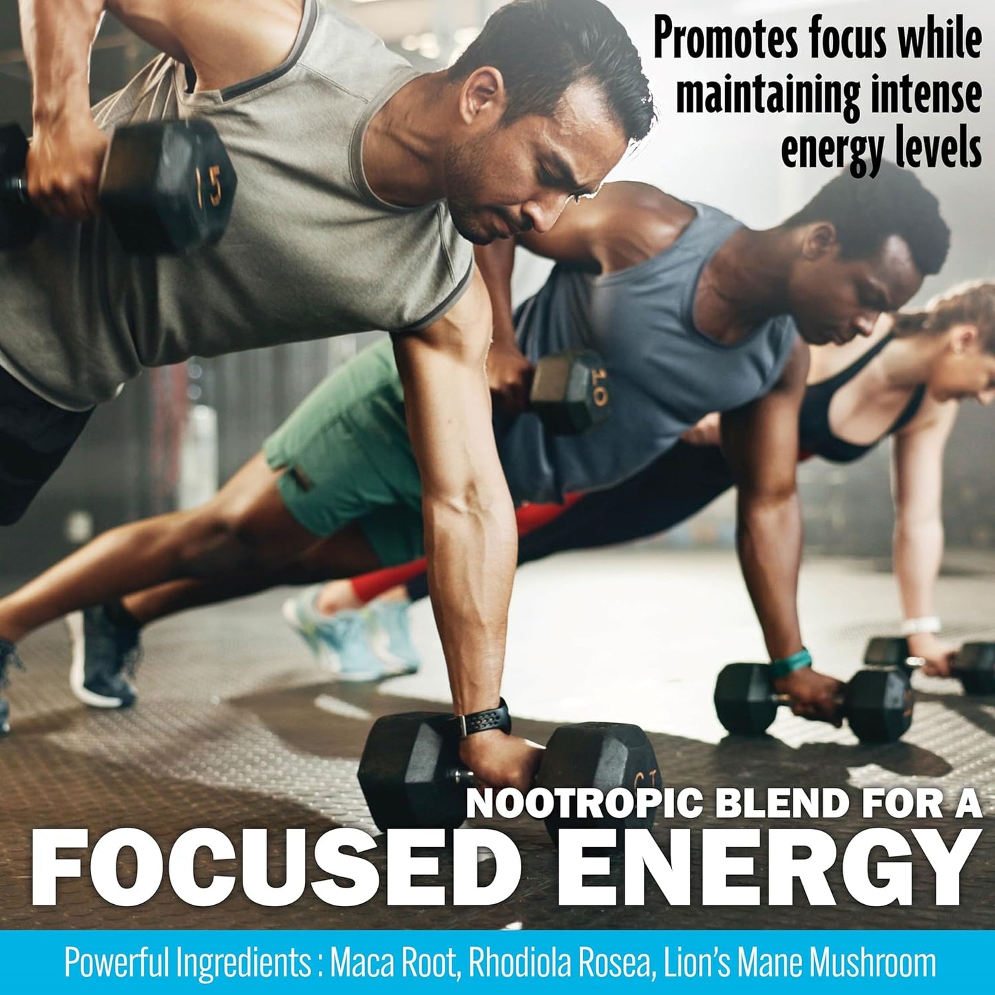 Energy-Boosting Pre Workout Gummies with Beta Alanine and Green Tea Extract, Focus Nootropic Blend, Natural Beet Root, Blue Raspberry Flavor, 60 Gummies