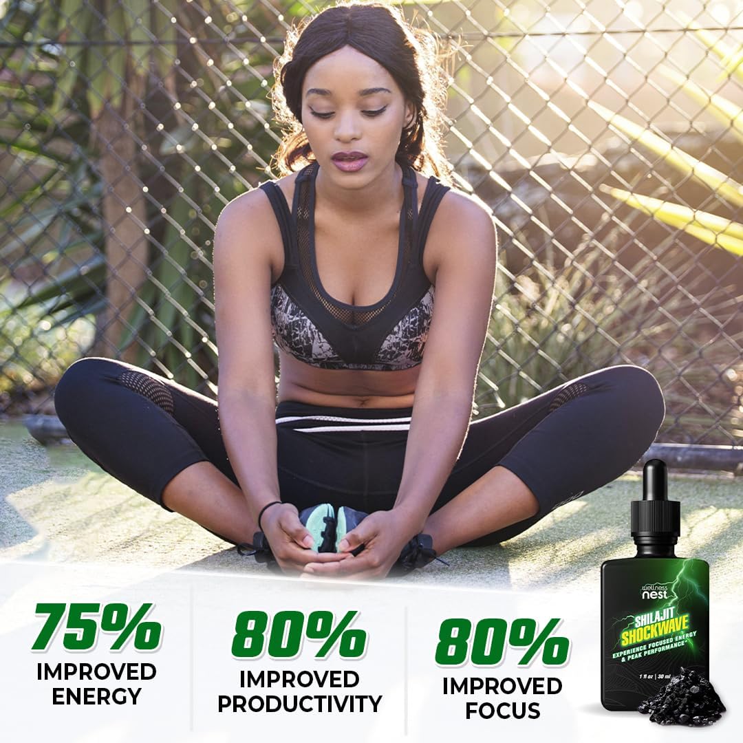 Energy-Boosting Shilajit Shockwave Drops with Tulsi, Panax Ginseng, and Peppermint - Pure Himalayan Formula for Focus and Vitality - 30 Servings