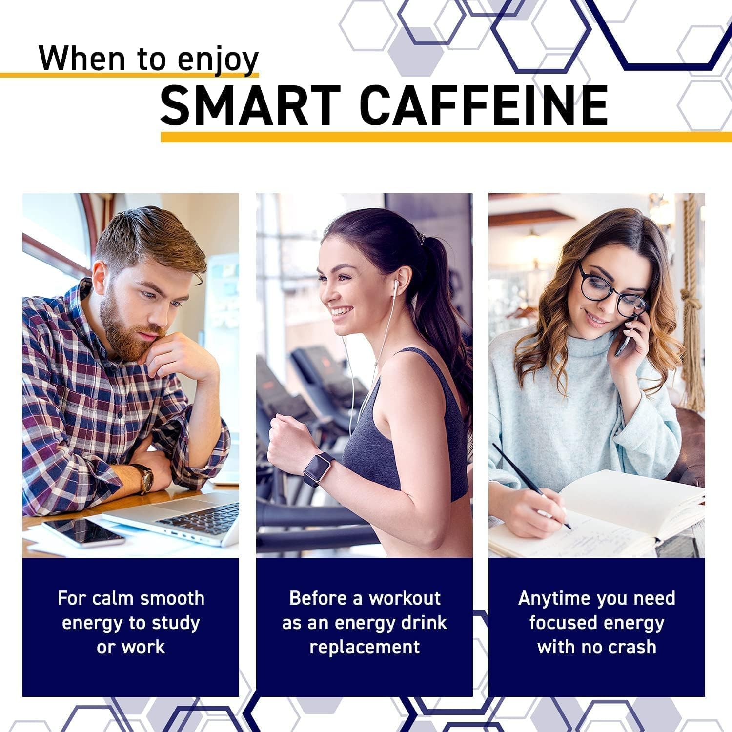 Energy-Boosting Smart Caffeine Pills with L-Theanine - Natural Stack for Focus and Alertness - Non-Jittery Formula - 60 Capsules