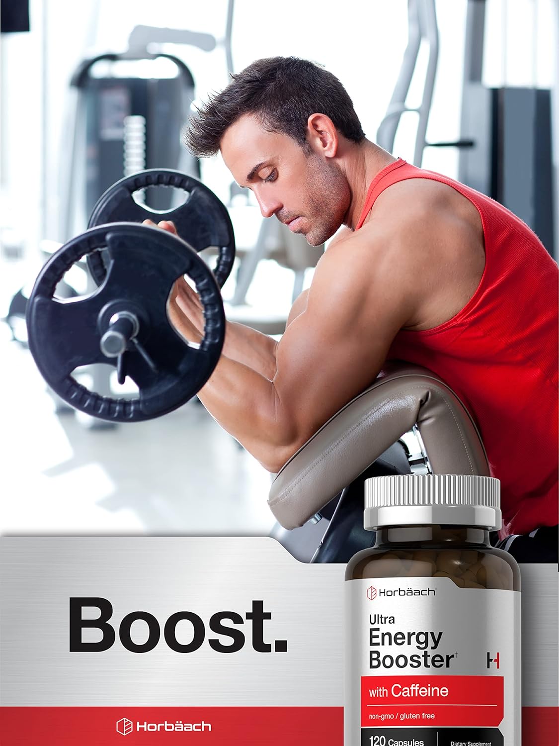Energy Boosting Supplement with Caffeine, Ginseng, and Vitamin B12 - 120 Capsules | Non-GMO and Gluten Free