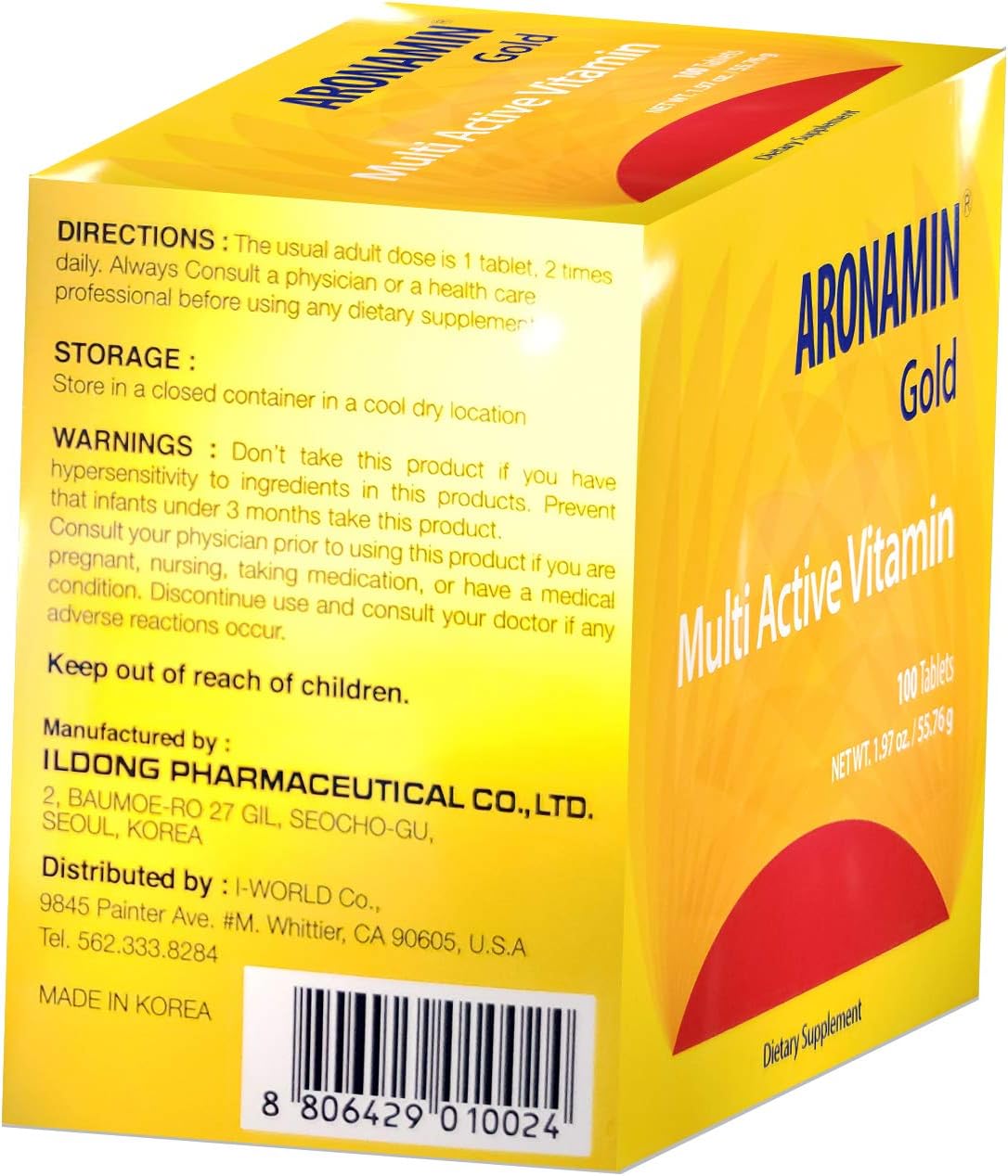 Energy-Boosting Vitamin Aronamin Gold Tablets - Fights Fatigue, Supports Hematopoiesis - 100 Count
