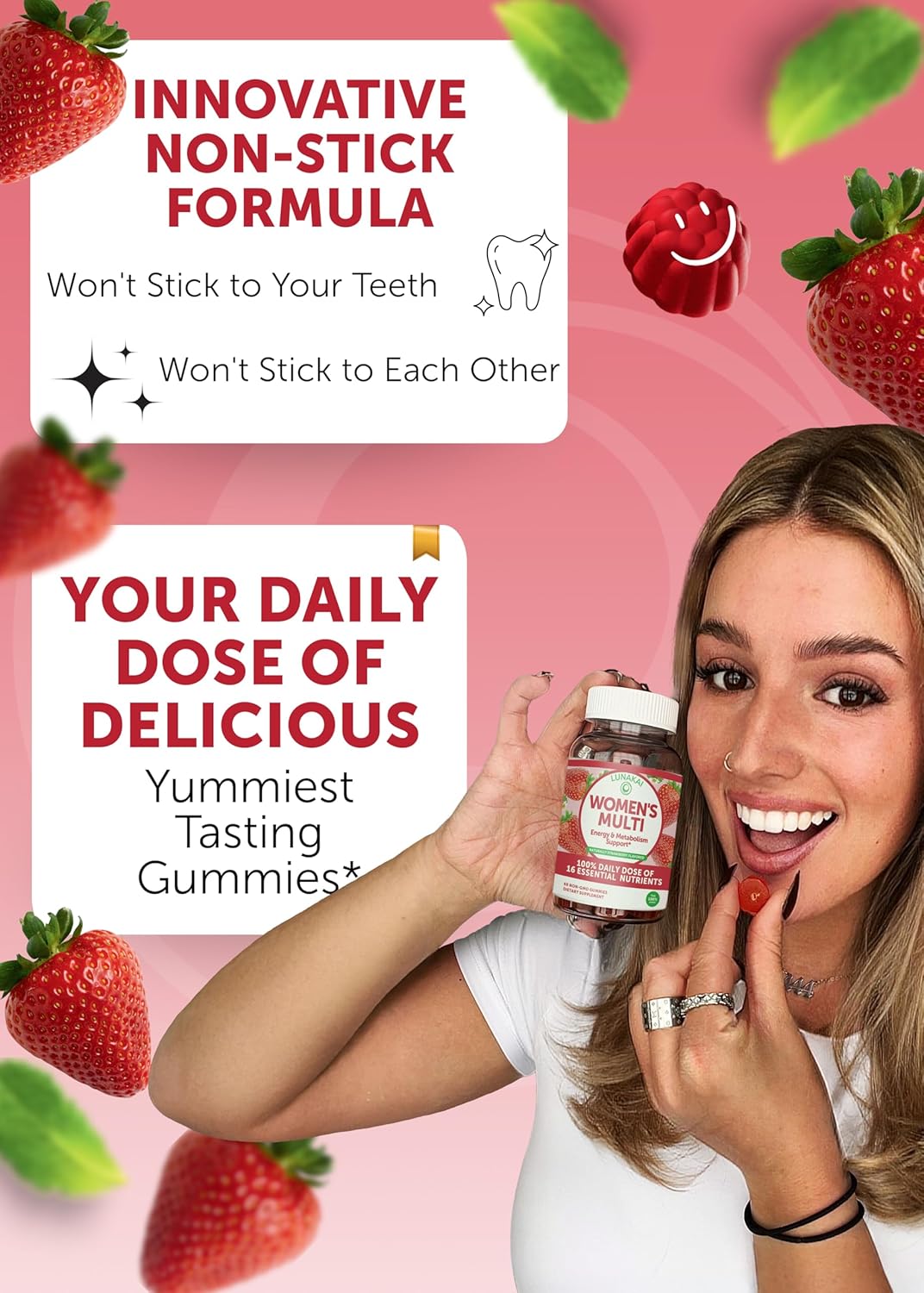 Energy-Boosting Women's Multivitamin Gummies Bundle with High-Absorption Vitamin B12 - 30 Days Supply of Essential Nutrients