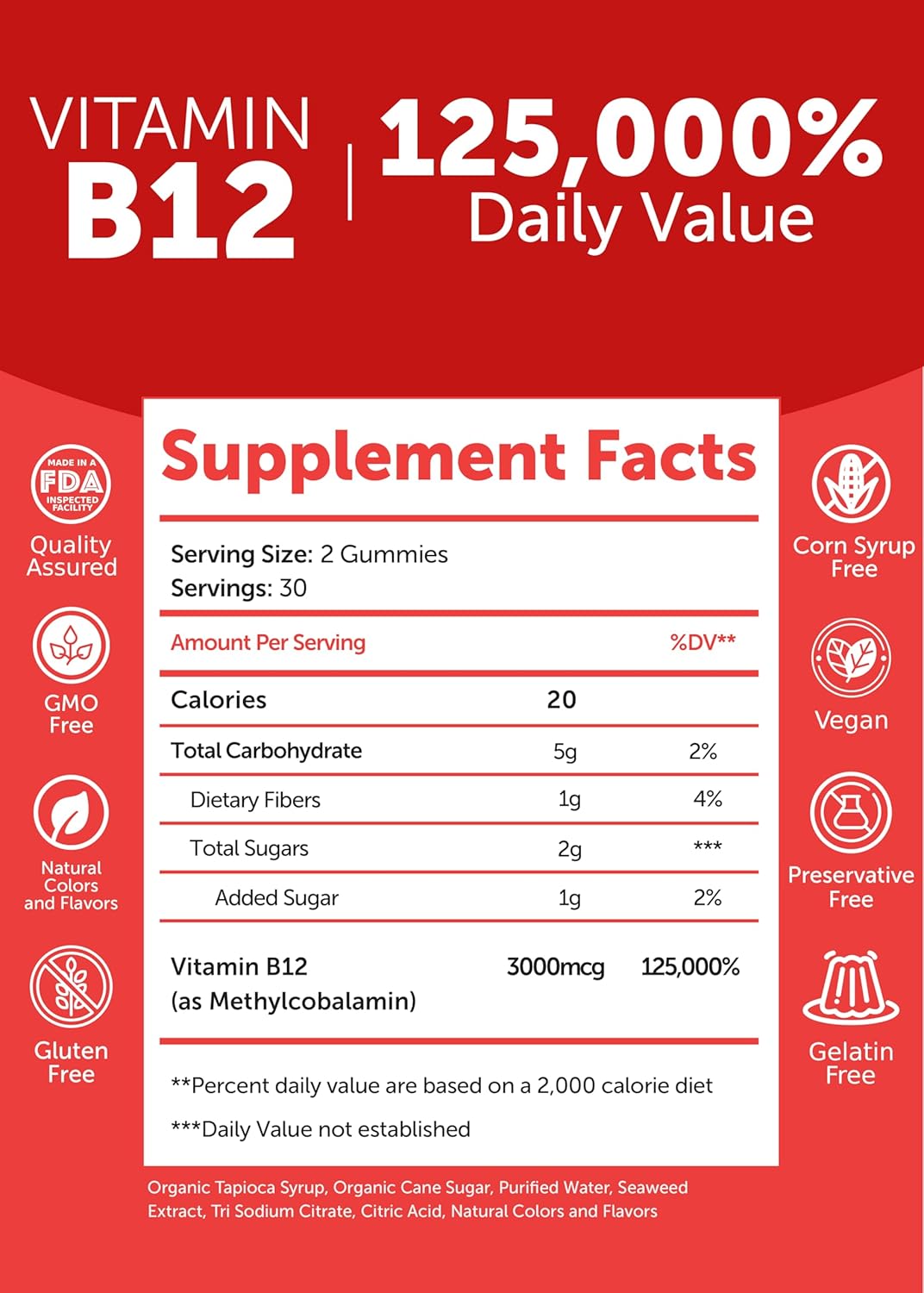 Energy-Boosting Women's Multivitamin Gummies Bundle with High-Absorption Vitamin B12 - 30 Days Supply of Essential Nutrients