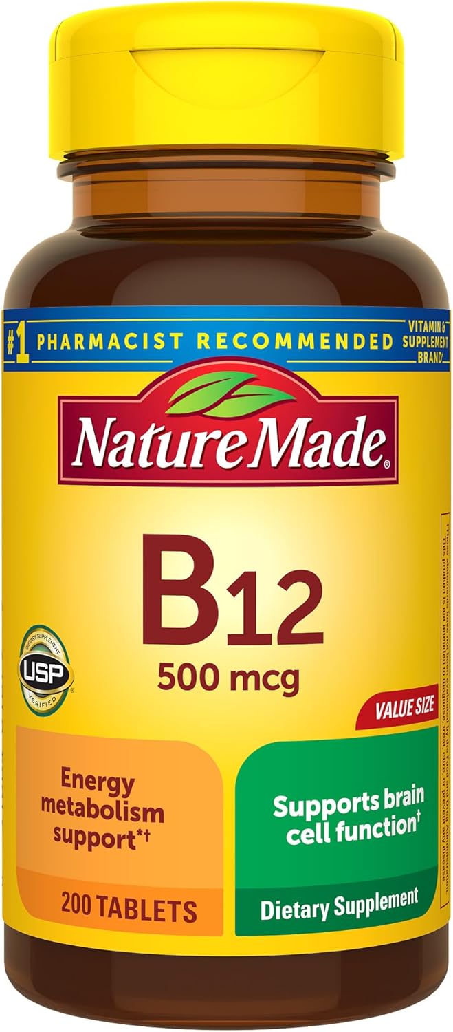Energy Metabolism Support: Nature Made Vitamin B12 500 mcg, 200 Tablets