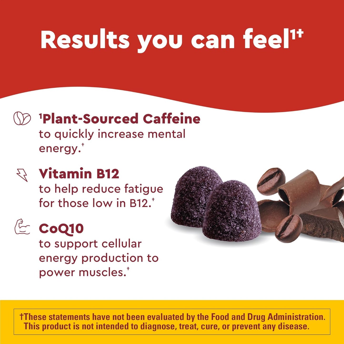 EnergyMAX Gummies with Caffeine, CoQ10, and Vitamin B12 for Fast-Acting Energy Support - 40 Gummies