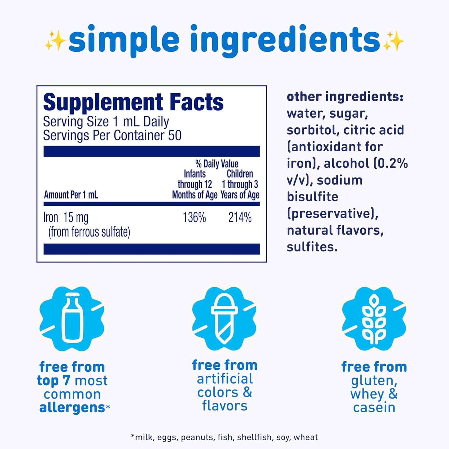 Enfamil Fer-In-Sol Iron Drops for Babies, Brain Development Support, 50 mL Bottle