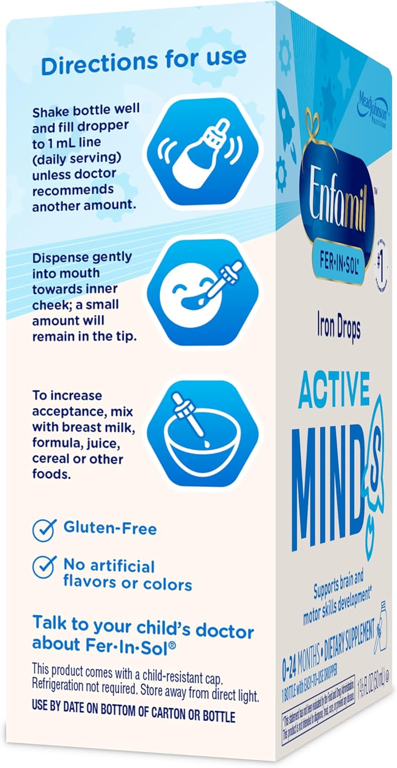 Enfamil Fer-In-Sol Iron Drops for Babies, Brain Development Support, 50 mL Bottle