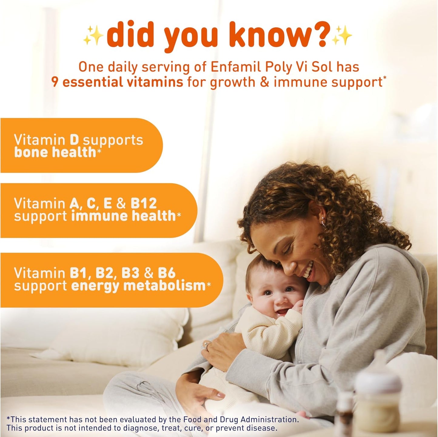 Enfamil Poly-Vi-Sol Liquid Multivitamin Drops for Growth & Immune Support, 50mL Bottle