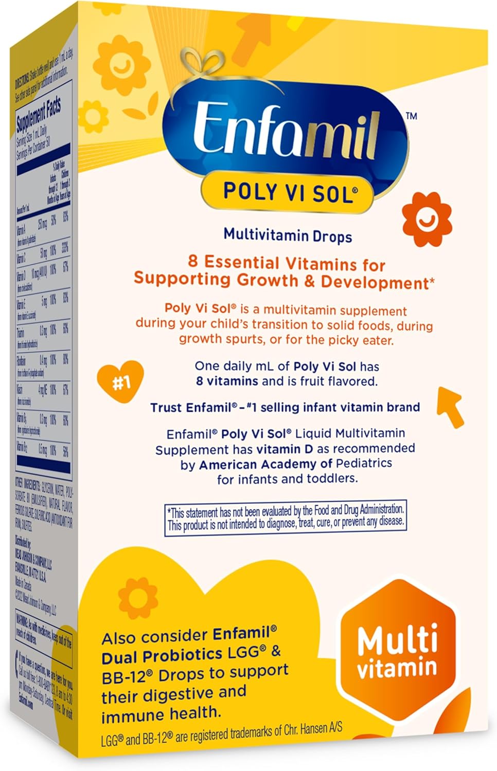 Enfamil Poly-Vi-Sol Liquid Multivitamin Drops for Growth & Immune Support, 50mL Bottle