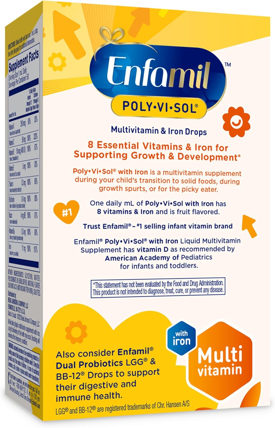 Enfamil Poly-Vi-Sol Liquid Multivitamin Drops with Iron - Supports Growth & Development - 50mL Bottle