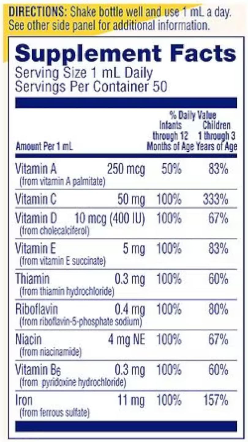 Enfamil Poly-Vi-Sol Multivitamin Drops with Iron - 50 mL Bottle
