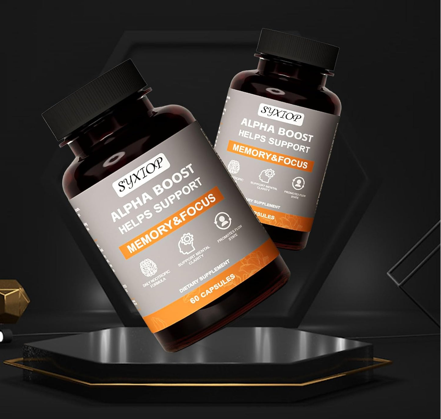 Enhance Focus and Memory with SyXIOP Alpha Boost Capsules - Vitamin B6, L-Tyrosine, L-Theanine, and More