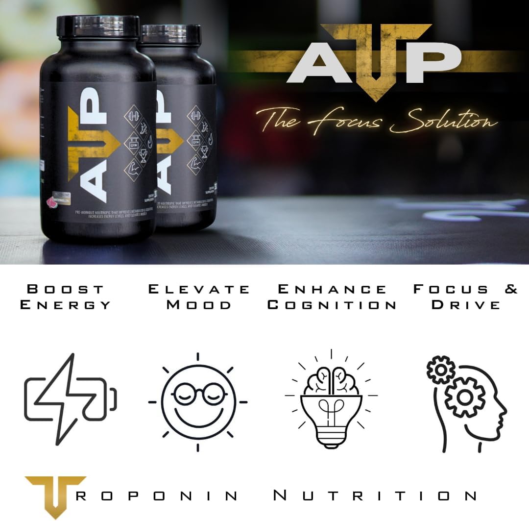 Enhanced Focus and Endurance with Troponin Nutrition ATP Energy Supplement | Includes Theacrine, Caffeine Anhydrous, Potassium, & More | Pre-Workout Boost