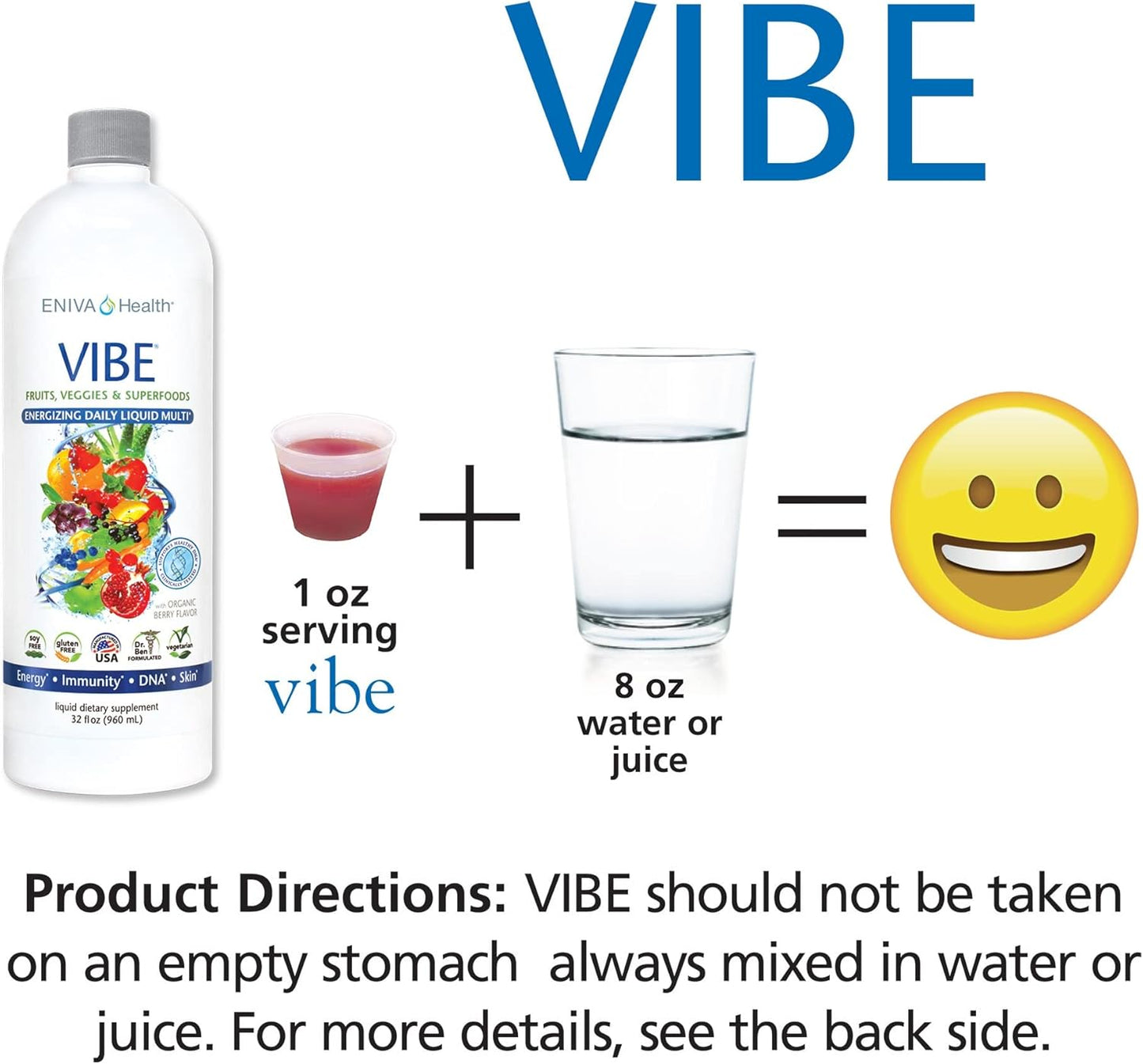 Eniva Vibe Fruit Liquid Multivitamin with Omega-3 Fish Oil - Daily Health Supplement Set