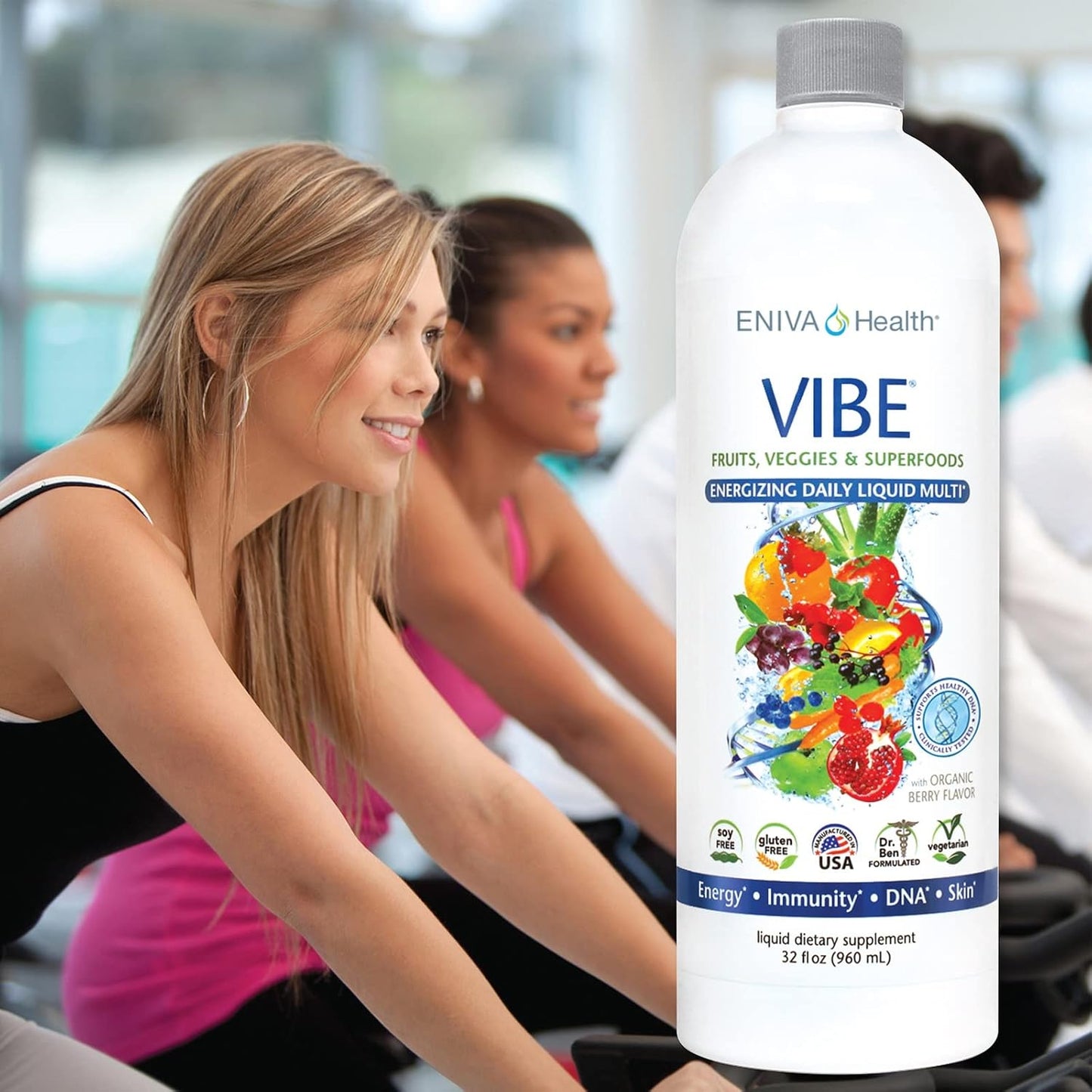 Eniva Vibe Fruit Liquid Multivitamin with Omega-3 Fish Oil - Daily Health Supplement Set