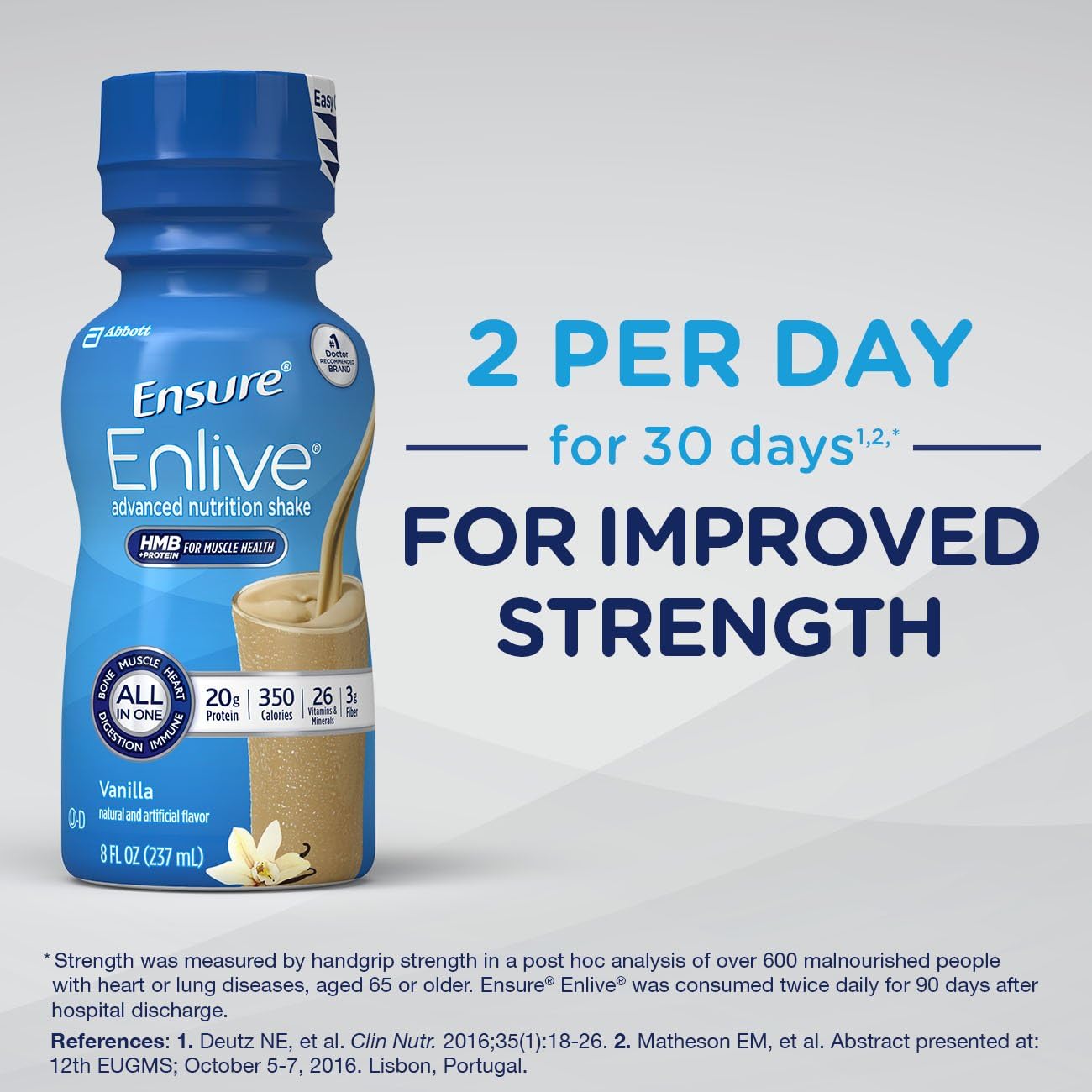 Enlive Advanced Nutrition Shake Vanilla Meal Replacement Shakes 16ct - 20g Protein