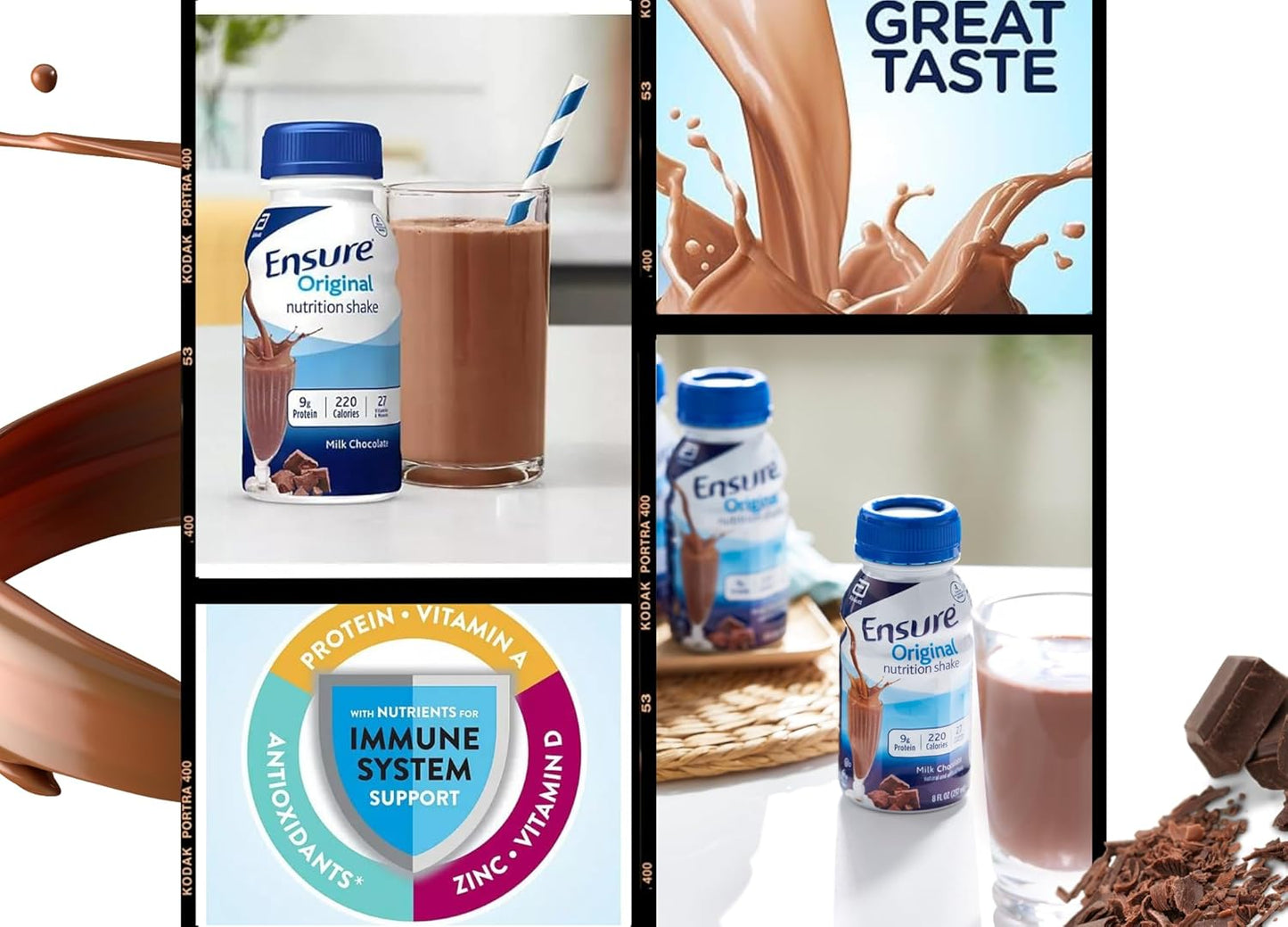 Ensure Original Nutrition Shakes Variety Pack - 6 Pack of Milk Chocolate, Vanilla, and Strawberry Flavors with Essential Vitamins and Minerals