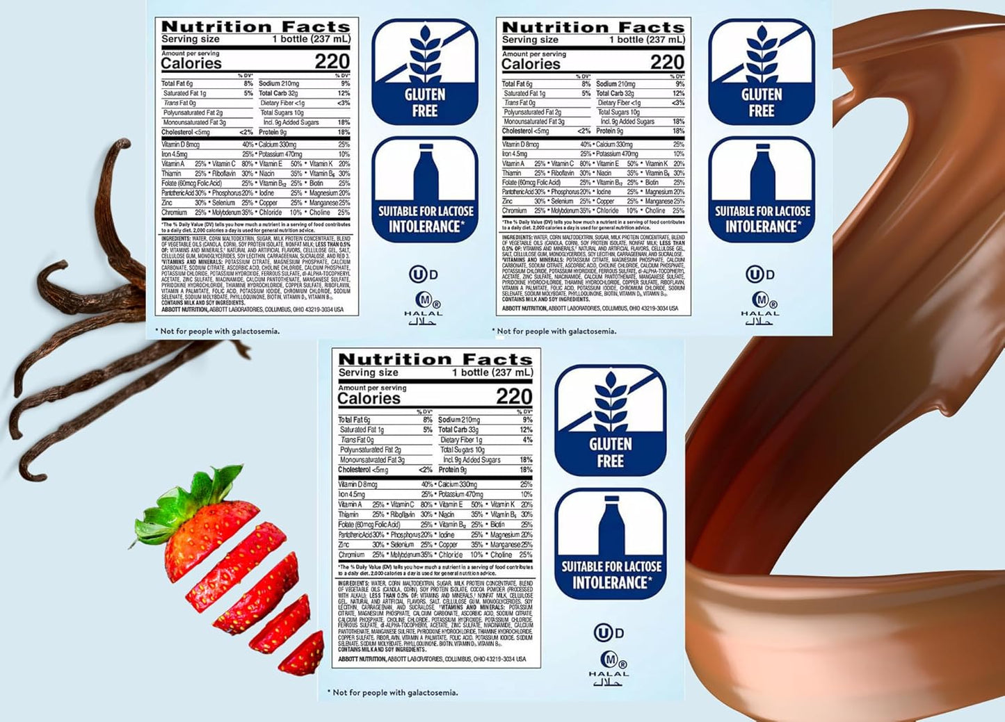 Ensure Original Nutrition Shakes Variety Pack - 6 Pack of Milk Chocolate, Vanilla, and Strawberry Flavors with Essential Vitamins and Minerals
