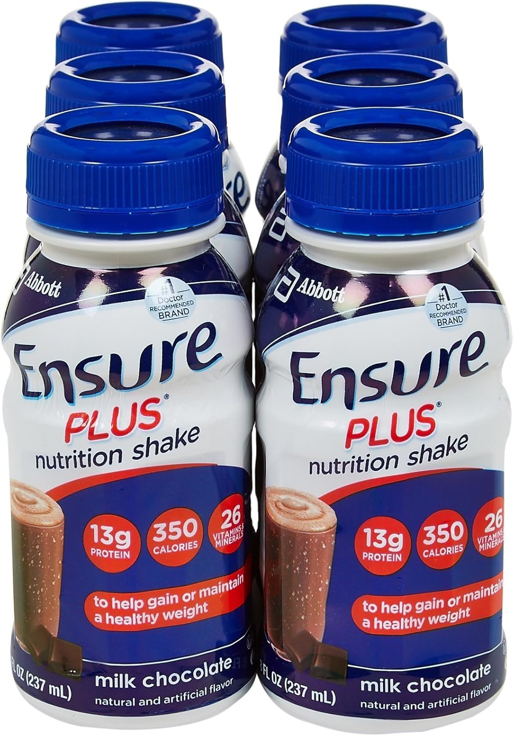 Ensure Plus Milk Chocolate Nutrition Shake Bottles - 8 oz, Pack of 6