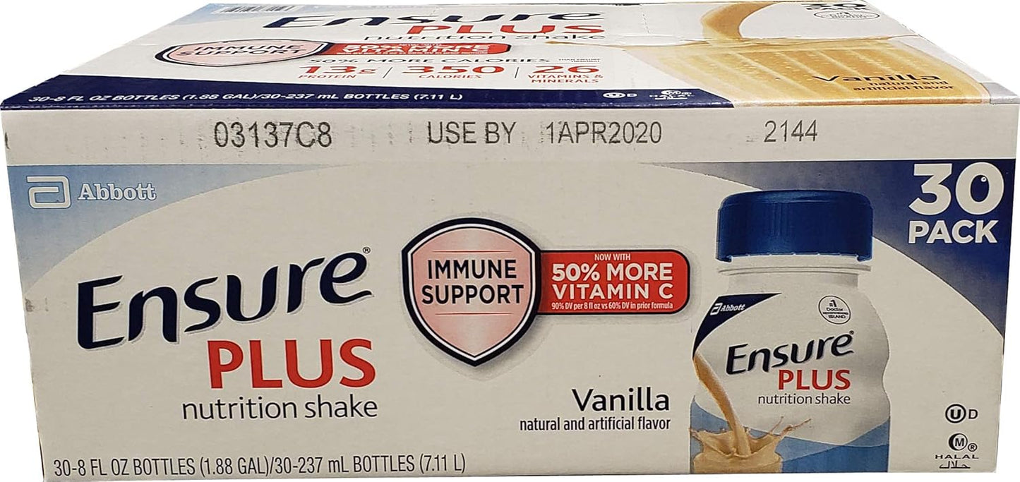 Ensure Plus Vanilla Nutrition Shake - 30 Pack, 8.0 fl oz Each (Net Wt 240 fl oz)
