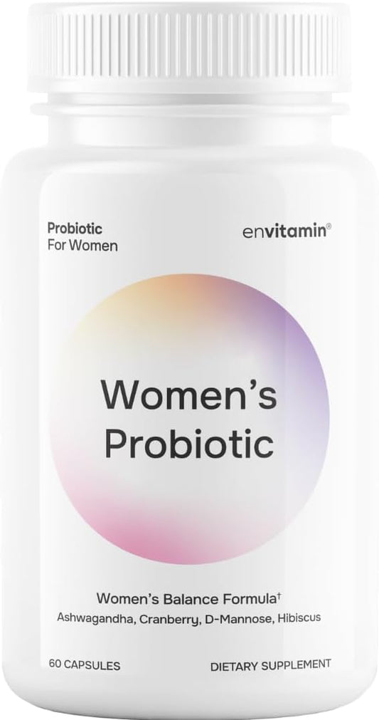 envitamin Women's Probiotic Balance Formula with Ashwagandha, Cranberry, Black Cohosh, D-Mannose, Hibiscus, & Dandelion - Microbiome Support