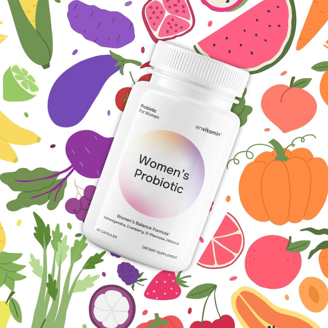 envitamin Women's Probiotic Balance Formula with Ashwagandha, Cranberry, Black Cohosh, D-Mannose, Hibiscus, & Dandelion - Microbiome Support