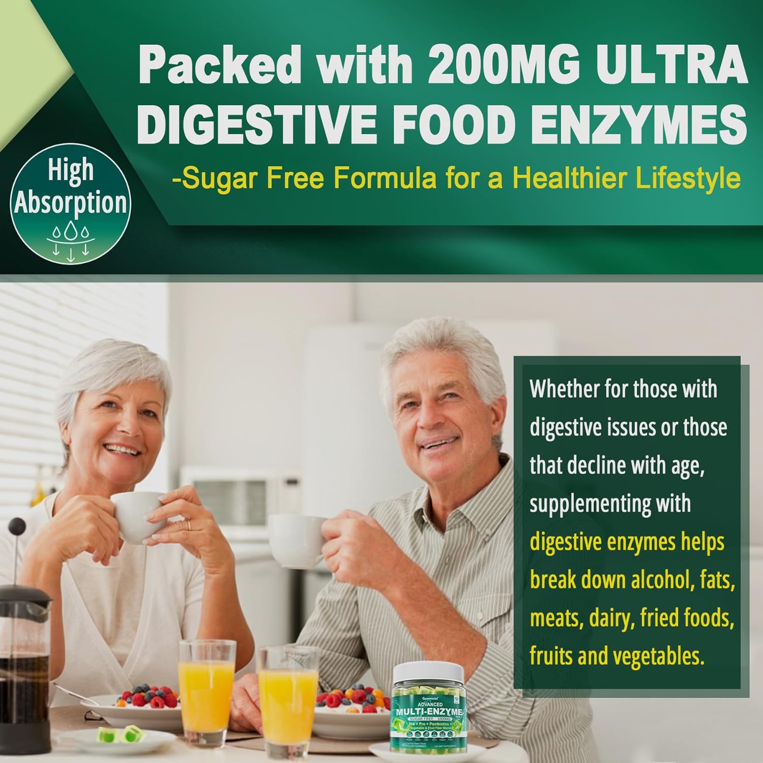 EnvyCure Digestive Enzymes with Probiotics, Prebiotics, and Postbiotic Supplement - 1000mg Super Enzymes + 90Billion CFU Probiotic for Gut Health - Relieve Gas & Bloating