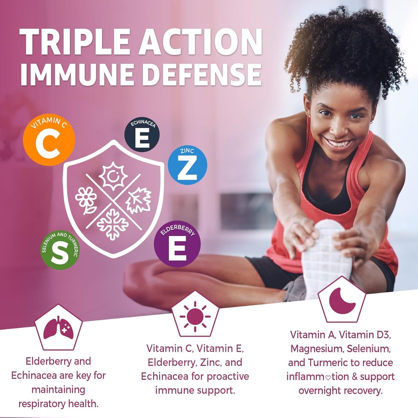 ENVYCURE Immune Boosting Multivitamin Gummies with Elderberry, Echinacea, Turmeric, Vitamin C, D3, E, Zinc, Selenium, Magnesium - 2 Pack, Supports Immune Health & Strong Bones