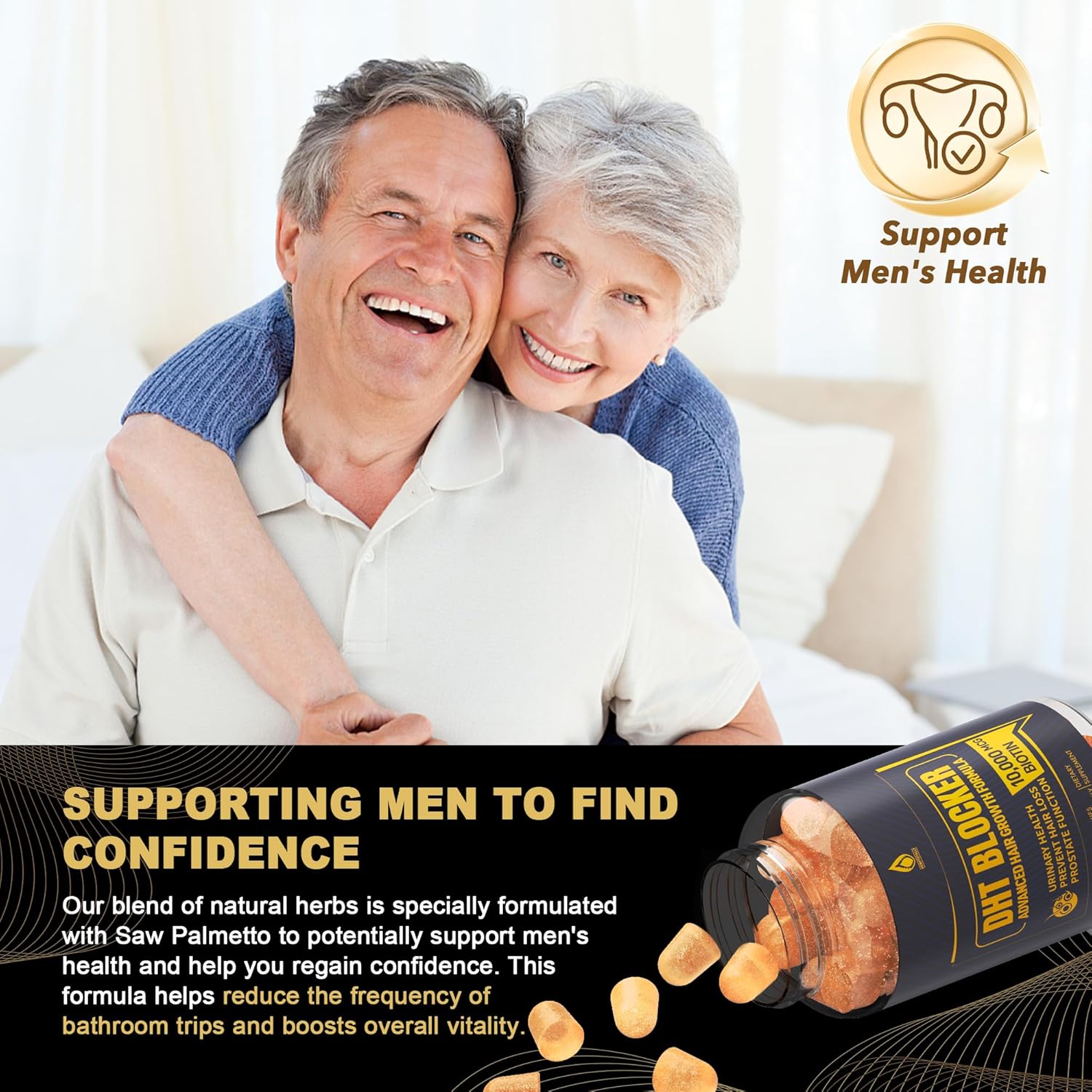 EnvyDeal DHT Blocker Gummies Hair Growth Supplement with Saw Palmetto & Biotin - Prevent Hair Loss, Balance Hormones, Potent Blend for Men & Women