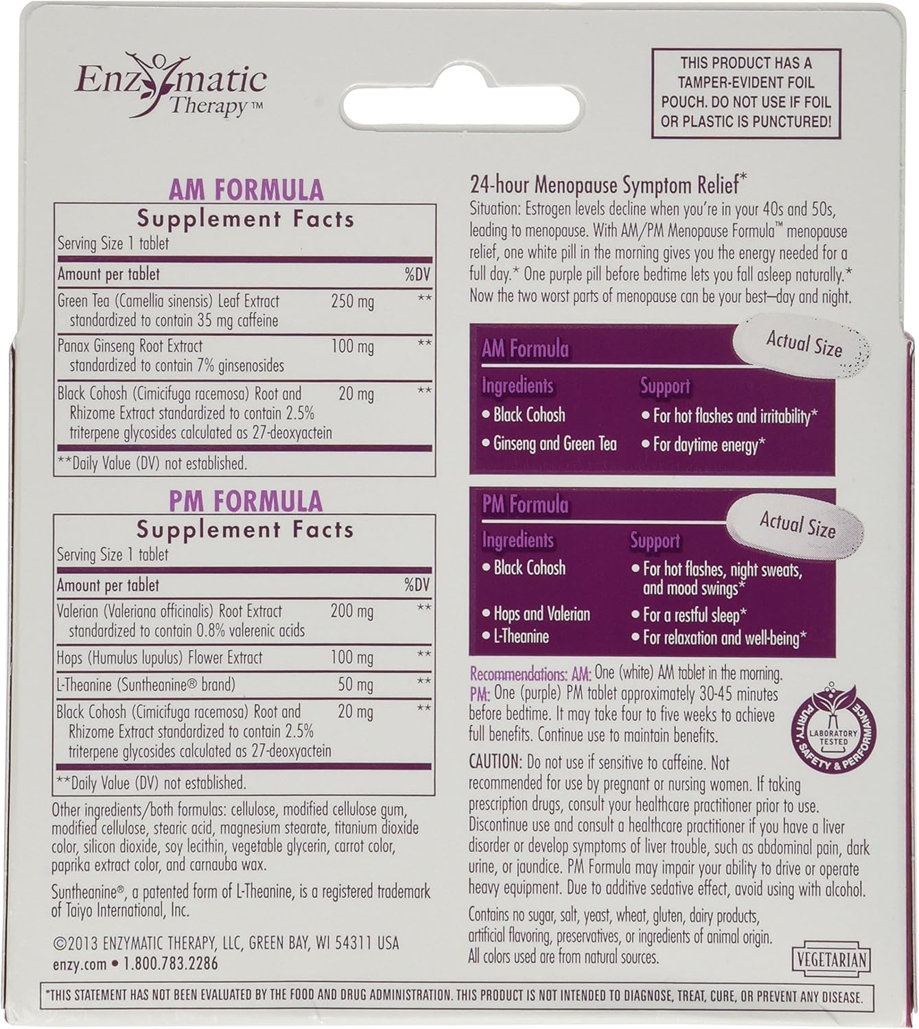 Enzymatic Therapy Nature's Way Menopause Hormone-Free Formula for Daytime Energy & Restful Sleep, 120 Count