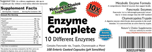 Enzyme Complete Supplement with Chymotrypsin, Trypsin, and More - Nature's Choice
