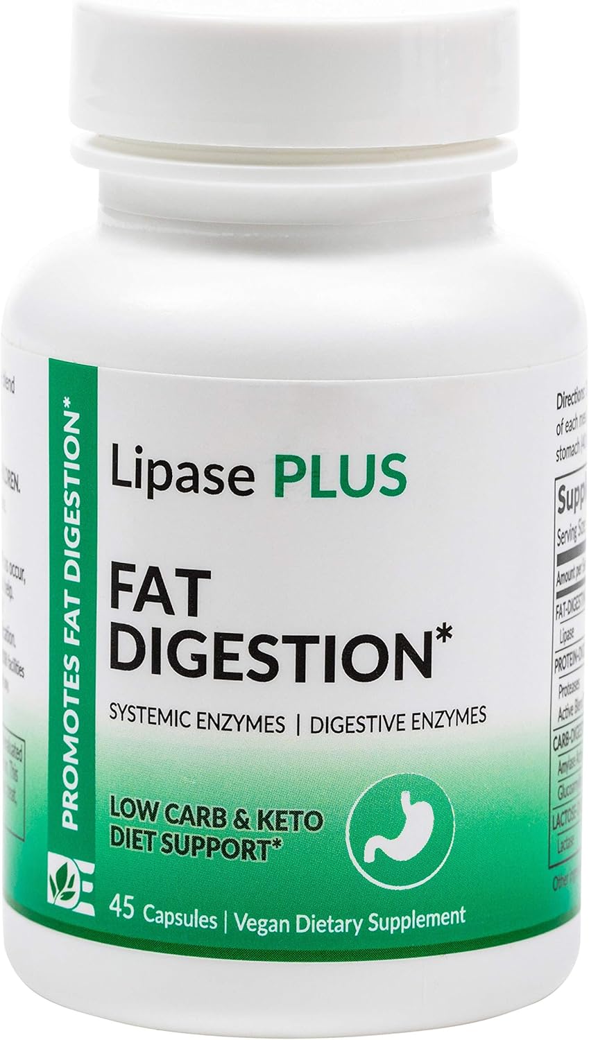 Enzyme-Enhanced Digestive Supplement for Fatty Foods and Omega Fatty Acid Absorption - 45 Capsules