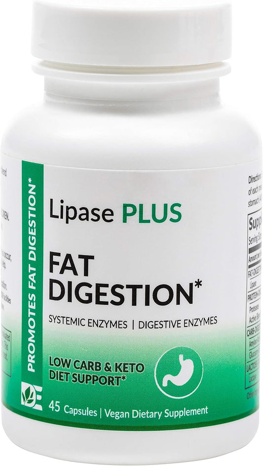 Enzyme-Enhanced Digestive Supplement for Fatty Foods and Omega Fatty Acid Absorption - 45 Capsules