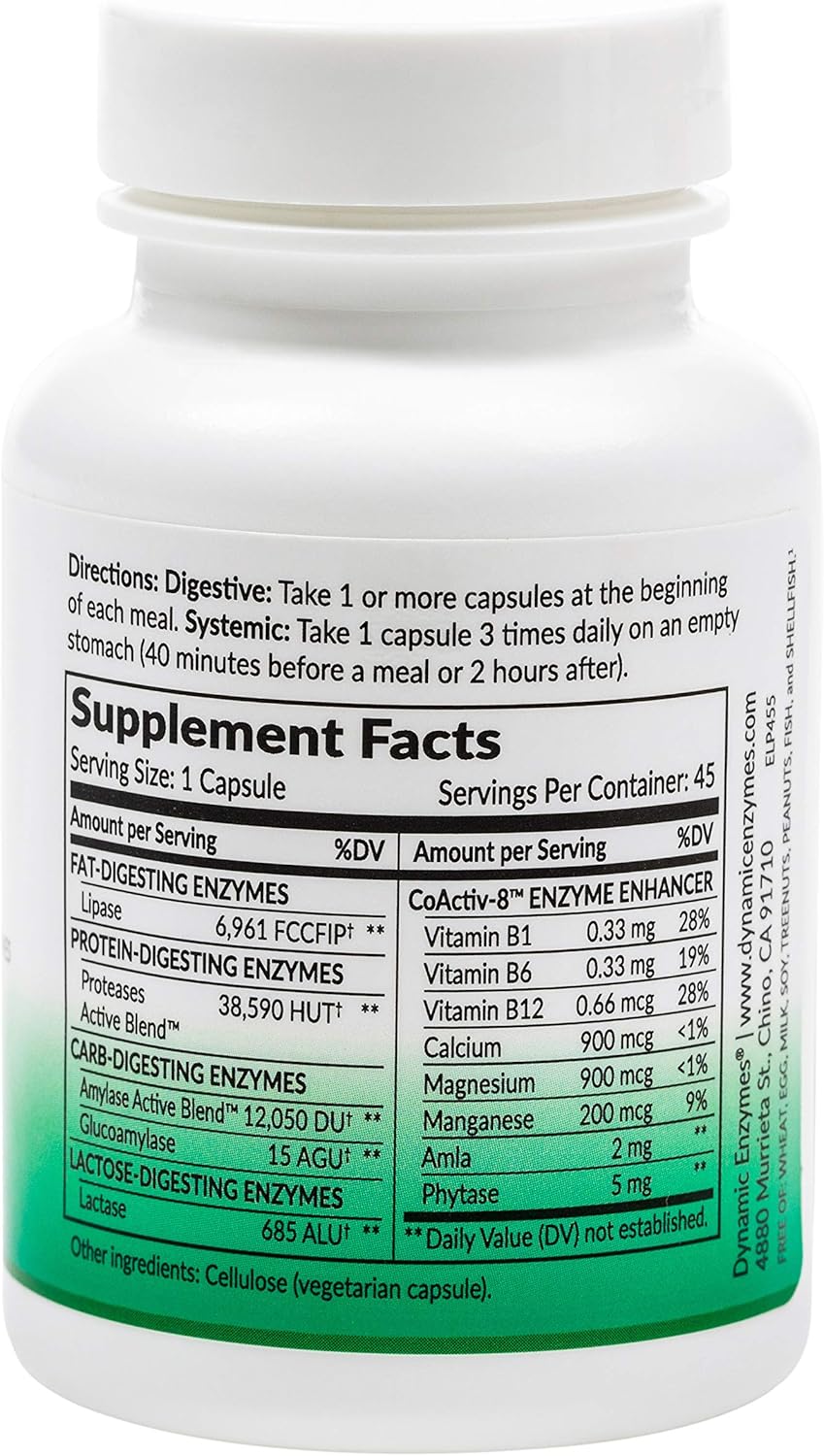 Enzyme-Enhanced Digestive Supplement for Fatty Foods and Omega Fatty Acid Absorption - 45 Capsules
