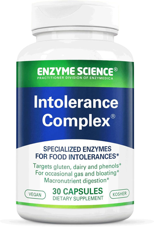 Enzyme Science Intolerance Complex: 30 Capsules for Digestive Sensitivities Gluten, Casein, Phenol, and Carbohydrates