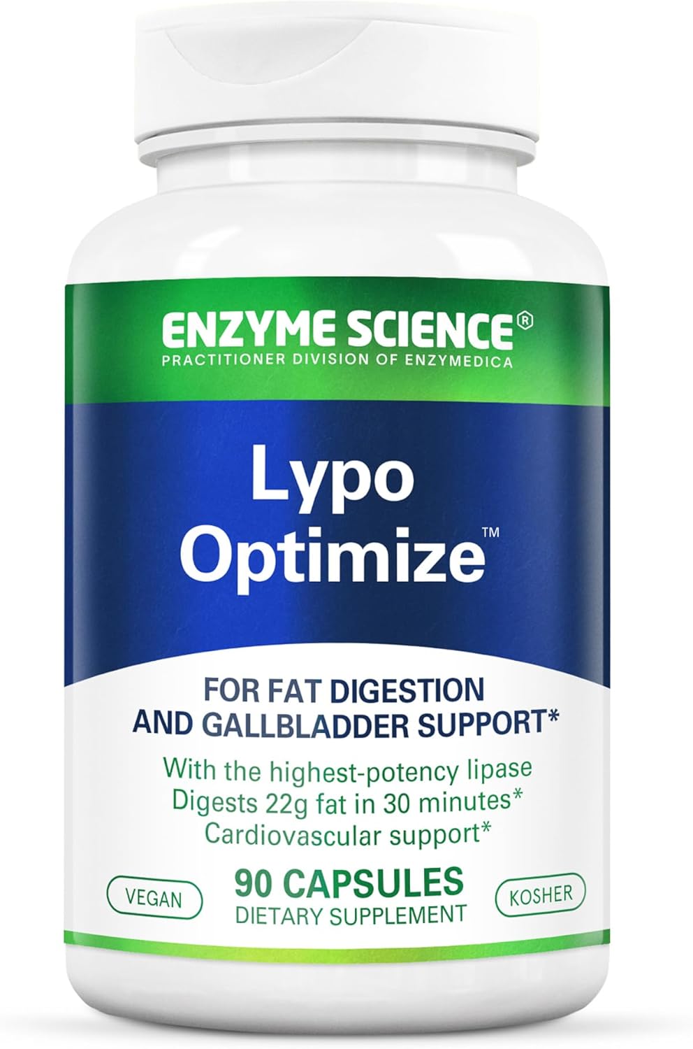 Enzyme Science Lypo Optimize Capsules - Natural Digestive Enzyme Supplement for Gallbladder, Pancreas, Liver - Vegan & Kosher - 90 Count