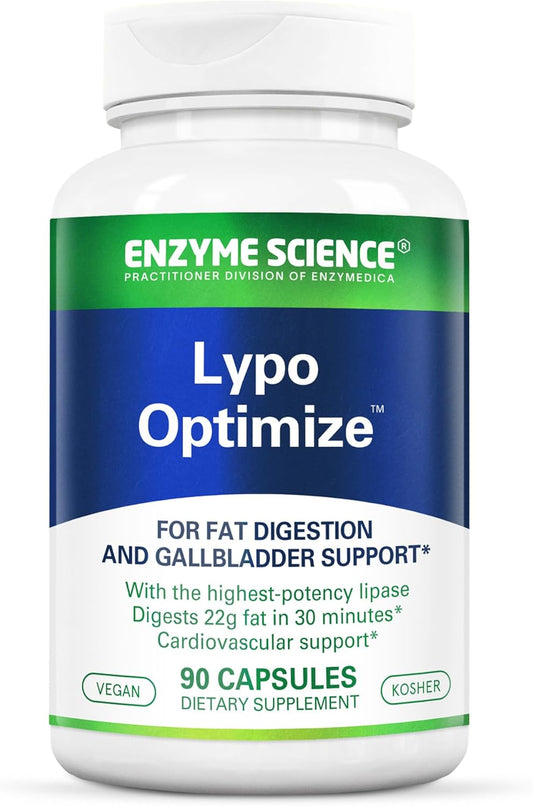 Enzyme Science Lypo Optimize Capsules - Natural Digestive Enzyme Supplement for Gallbladder, Pancreas, Liver - Vegan & Kosher - 90 Count