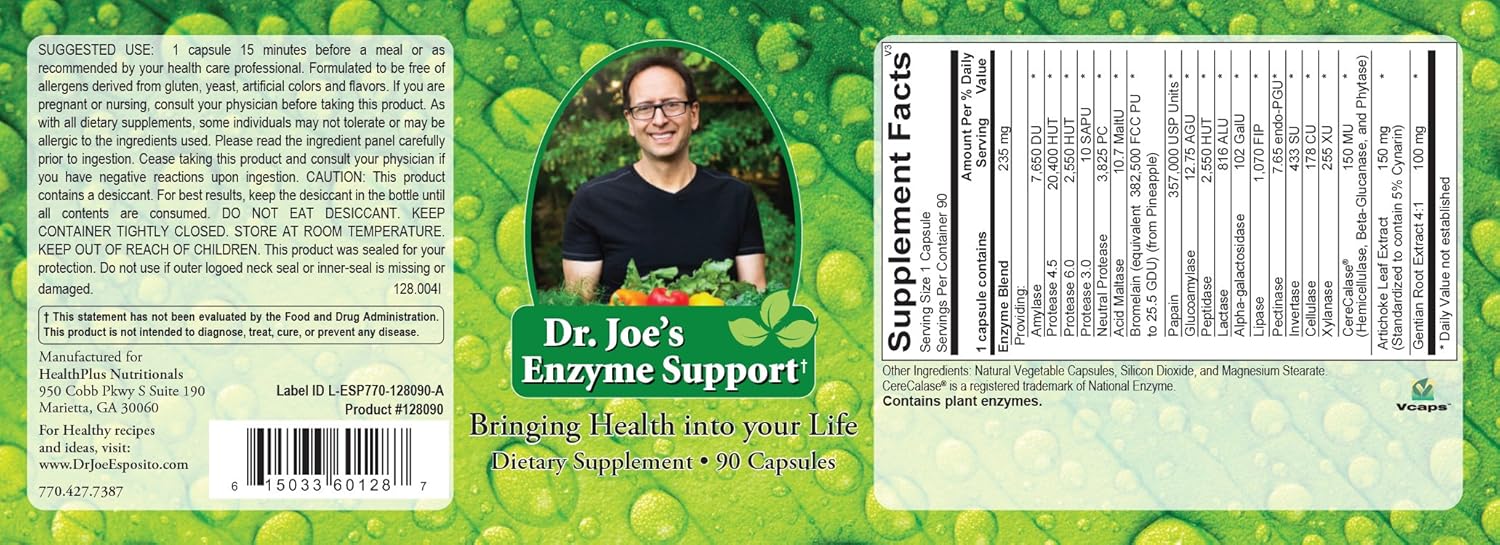 Enzyme Support Supplement by Dr. Joe - Digestive Health Aid for Better Wellness