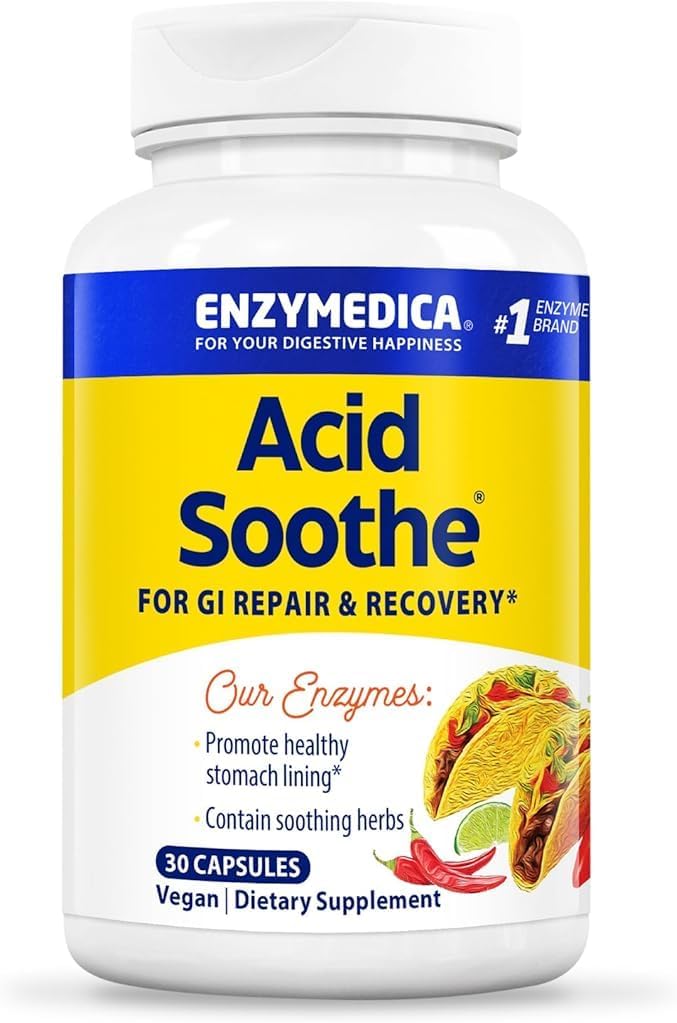 Enzymedica Acid Soothe: 3-in-1 Formula for Occasional Heartburn Relief - Enzymes & Herbs, 30 Capsules