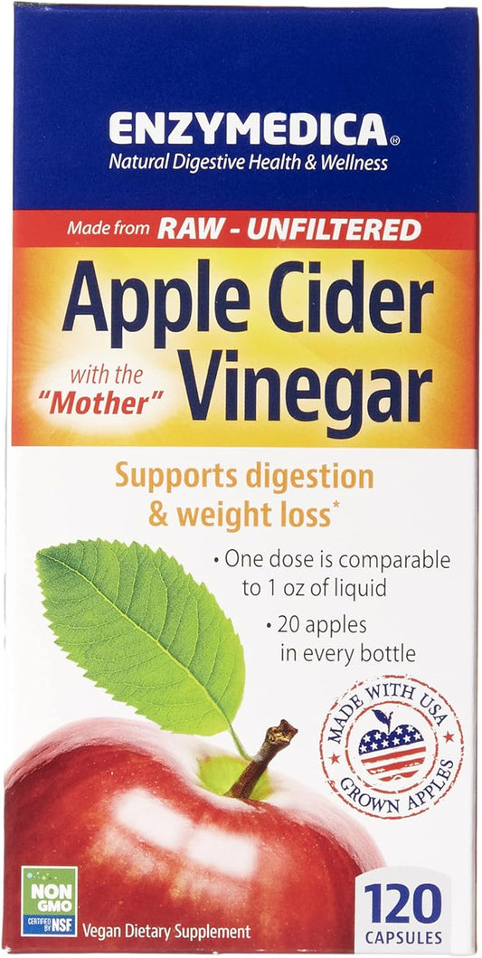 Enzymedica Apple Cider Vinegar Capsules for Healthy Weight and Digestive Support - 120 Count