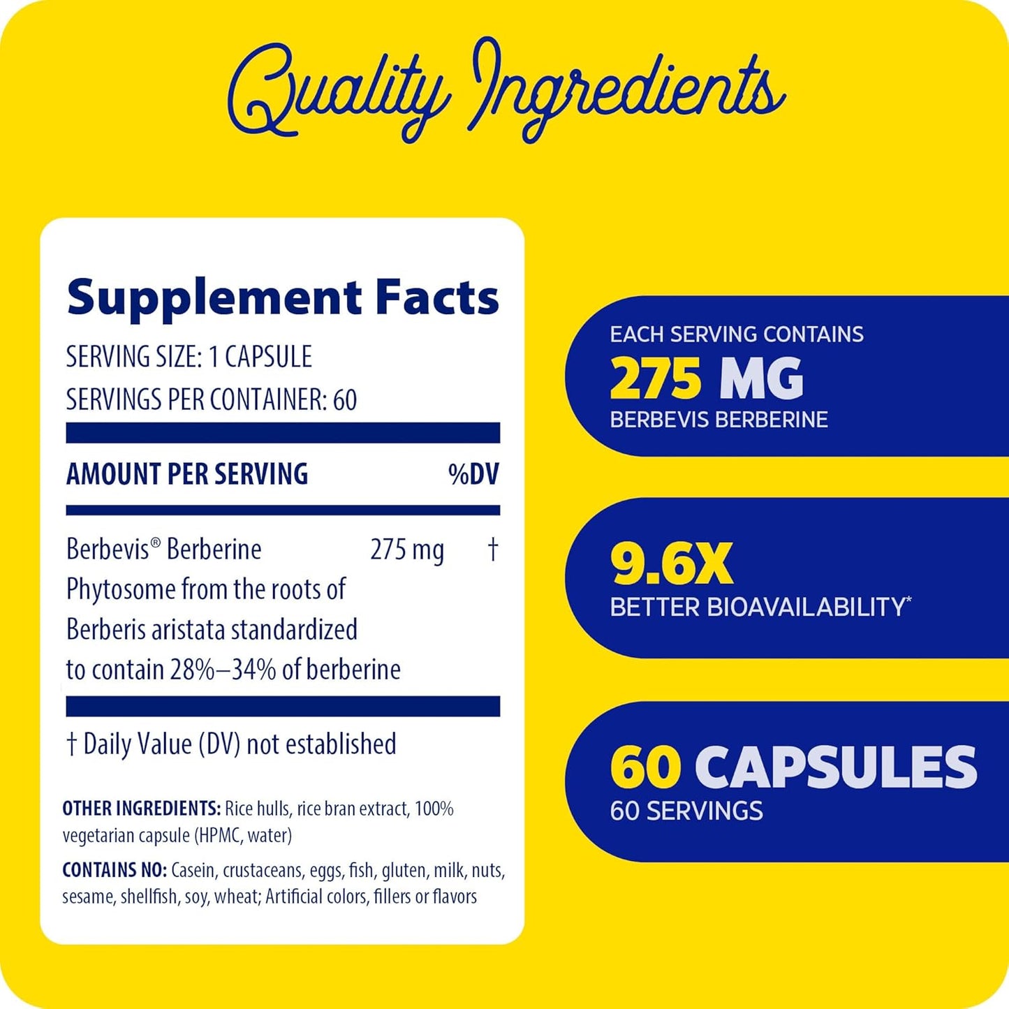 Enzymedica Berberine Phytosome Capsules - High Potency Vegan Metabolic Support Supplement with 9.6X Bioavailability - 60 Count