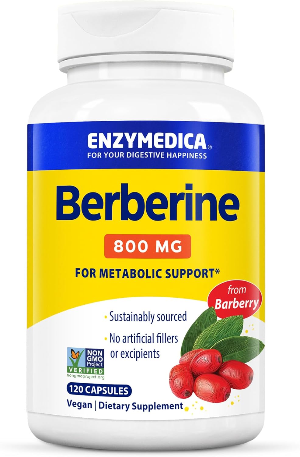 Enzymedica Berberine Supplement 800mg - 120 Capsules