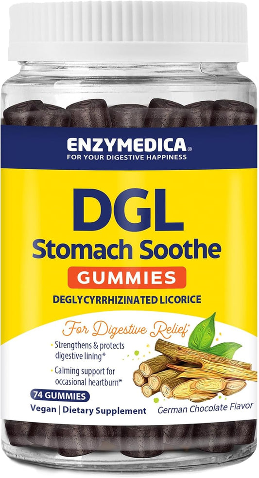 Enzymedica Chocolate DGL Gummies for Digestive Support - 74 Count
