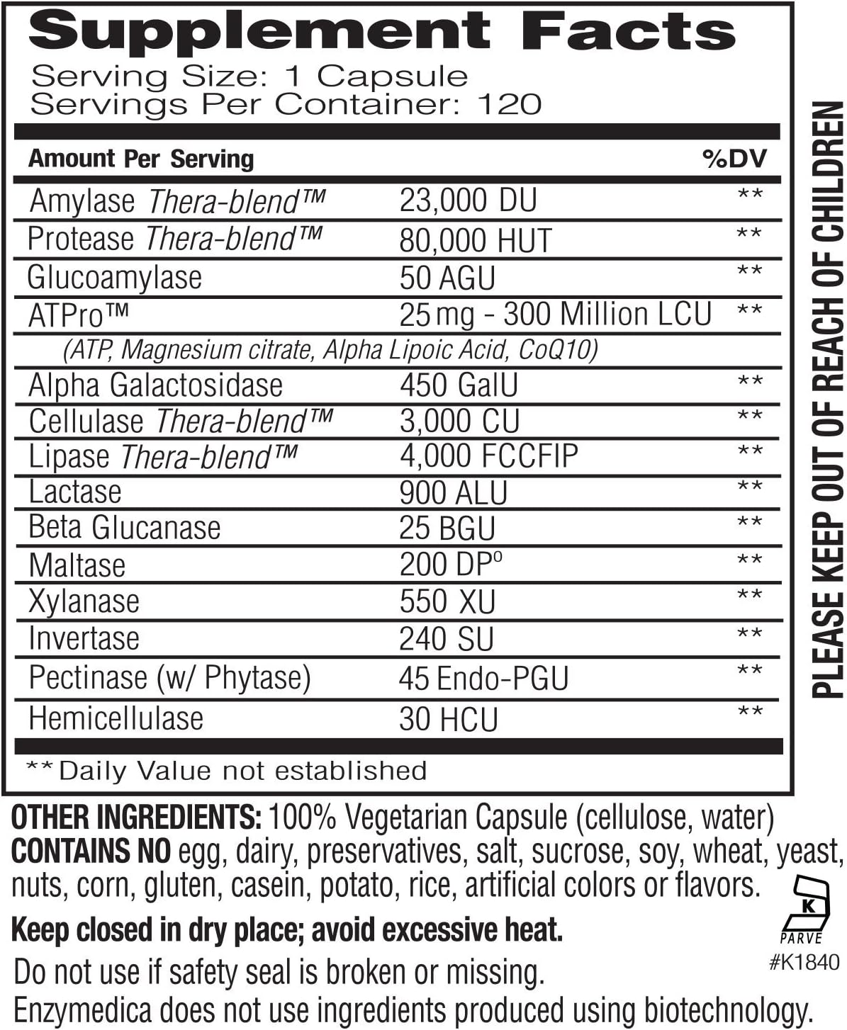 ENZYMEDICA Digest Gold 120 Capsules - Digestive Enzyme Supplement