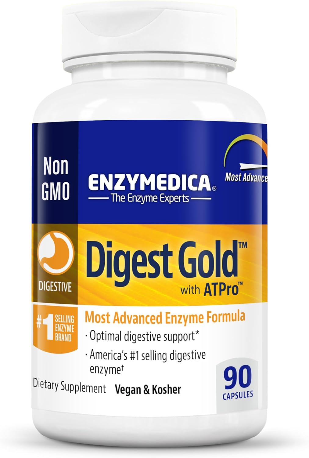 Enzymedica Digest Gold + ATPro 90 Capsules | Maximum Strength Digestive Enzymes for Bloating & Gas Relief, Natural Digestion Support with Amylase, Protease, Lipase, & Lactase
