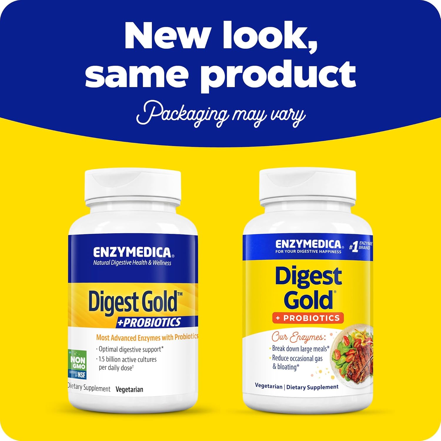 Enzymedica Digest Gold + Probiotics, 45 Count - 2-in-1 Gut Health Formula with Digestive Enzymes & 1.5 Billion Probiotic Cultures