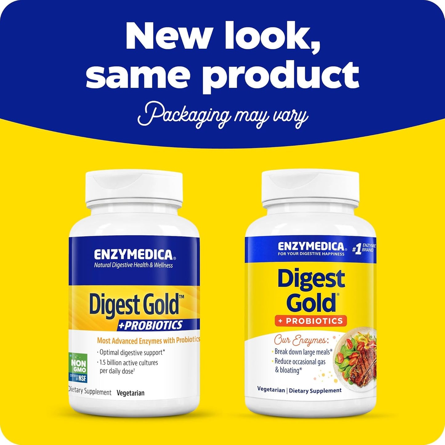 Enzymedica Digest Gold + Probiotics 90 Count - 2-in-1 Formula for Gut Health with Digestive Enzymes & 1.5B Probiotic Cultures