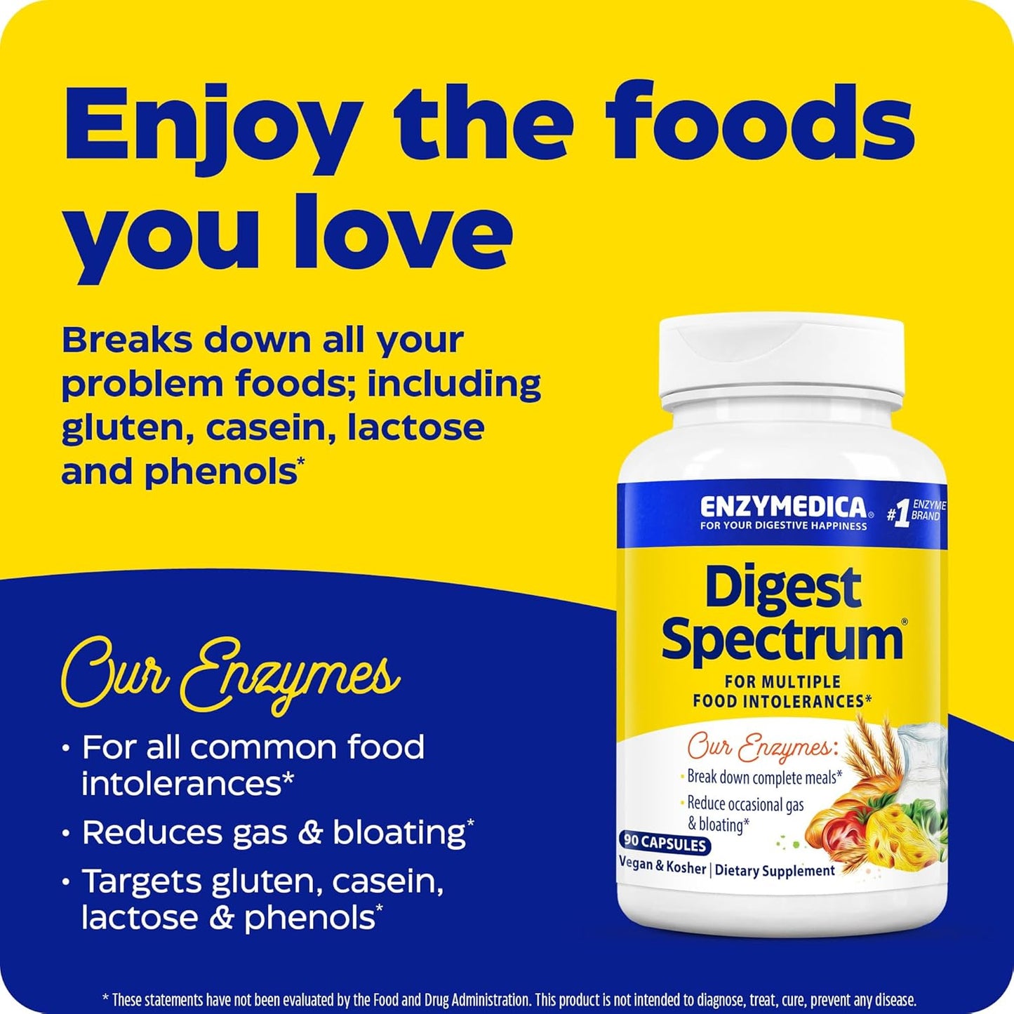 Enzymedica Digest Spectrum: Fast-Acting Relief for Multiple Food Intolerances, 90 Count