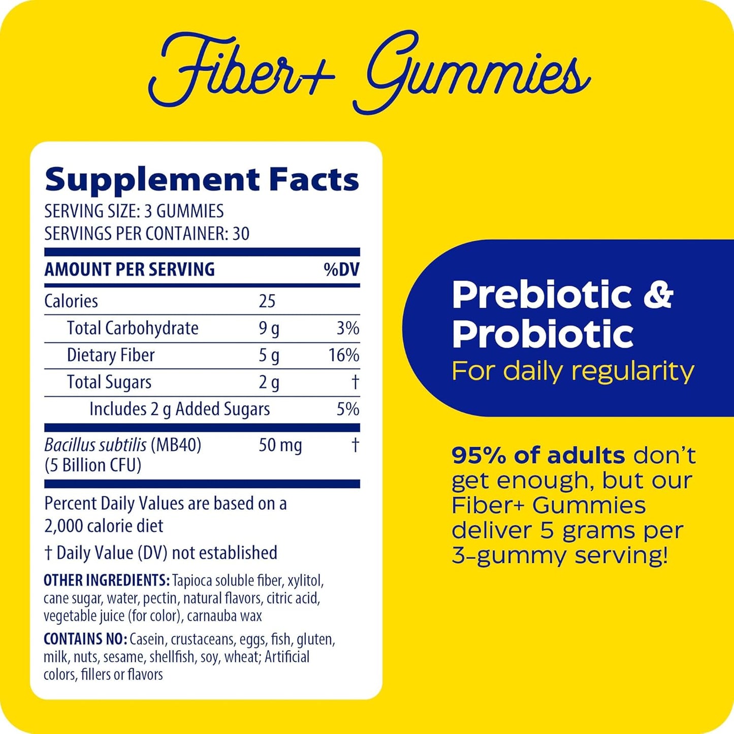 Enzymedica Fiber+ Gummies with Prebiotics & Probiotics - 5g Fiber, Vegetarian Digestive Health Supplement - Kids & Adults, 90 ct Blood Orange Flavor